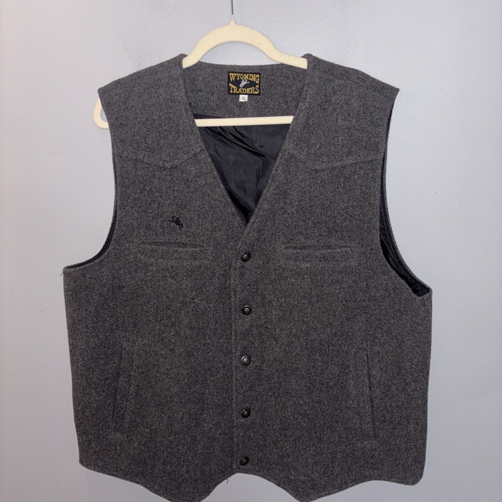 Wyoming Traders Wool Vest Gray Lined Mens XL Western Cowboy Ranch Rodeo Workwear